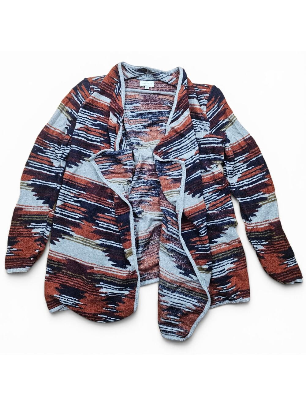LUCKY BRAND Southwest Aztec Open Front Cardigan Women's XL Boho Longline Casual